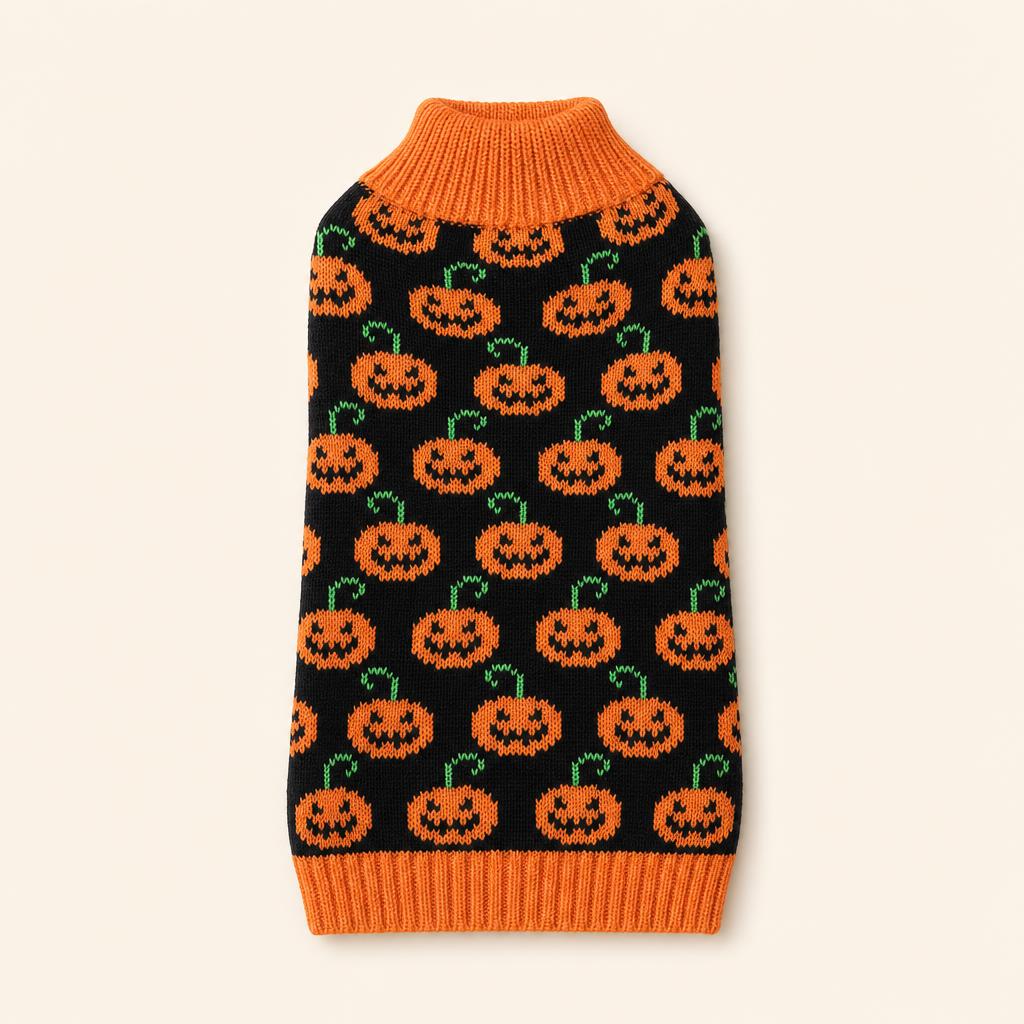 Jersey de Halloween para perros, diseño calabaza naranja